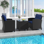 HAPPYGRILL 3 Pieces Wicker Patio Conversation Set, PE Rattan Bistro Sofa Set - Image 3
