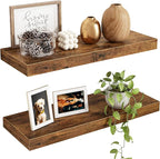 Fixwal Floating Shelves for Wall, 15.7" Wood Wall Mounted Shelves for Living by Fixwal