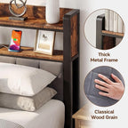 Queen Bed Frame with Charging Station, Upholstered Headboard, Metal Platform - Image 4