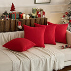 MIULEE Soft Corduroy Decorative Throw Pillow Covers Christmas Red 18x18 | Set - Image 2
