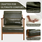 Accent Chair and Ottoman Set, Mid-Century Modern Faux Leather Upholstered - Image 6