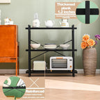 HCHQHS Bookshelf, 3-Tier Industrial Bookcase, Freestanding Horizontal - Image 5