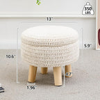 Wimarsbon Pouf Ottoman, 100% Cotton Knitted Boho Footstool, Round Footrest - Image 3