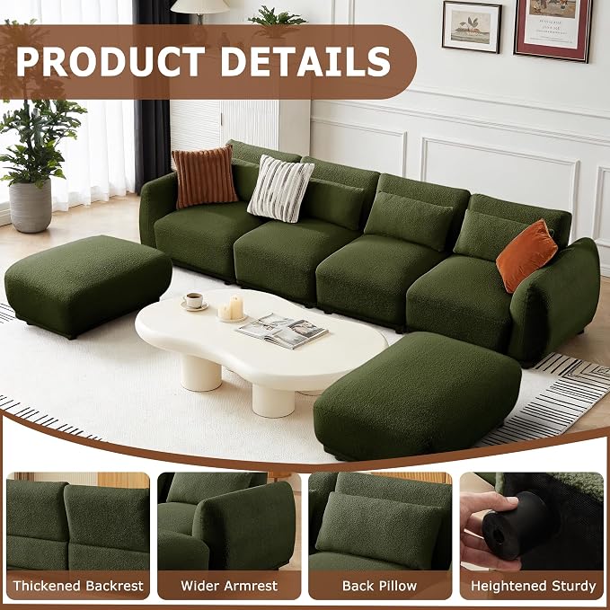 U Shaped Cloud Sectional, Convertible L Shaped Couch - Image 3