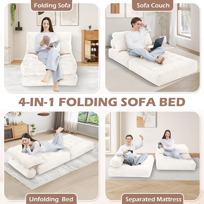 Folding Sofa Bed, Convertible Sleeper Chair - Image 7