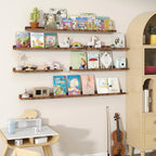 Fun Memories Picture Ledge Shelves Set of 2, 32 Inch Rustic Wall Mounted - Image 2