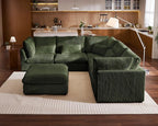 115" Oversized Corduroy Couch Modular Sectional Sofa, Washable Cloud Couch - Image 4