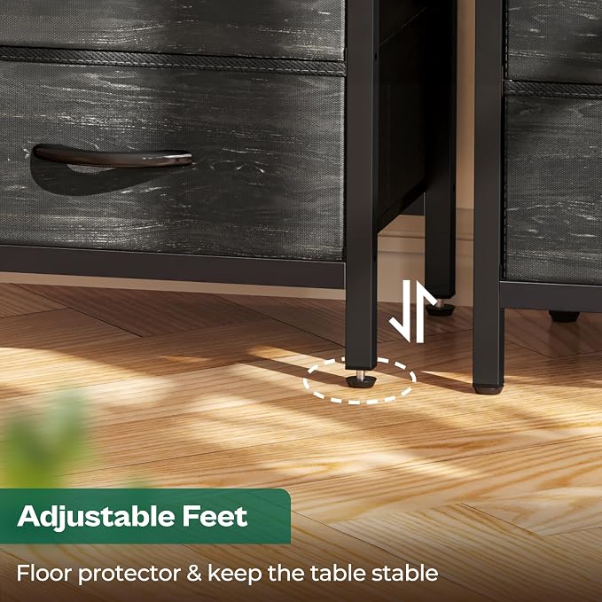 Huuger Nightstand with Charging Station, 27.6 Inch End Table Bedside Table with - Image 8