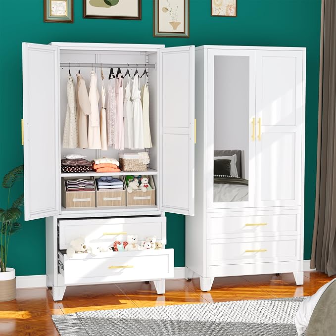 erosoei Metal Armoire Wardrobe Closet, 71 "Metal Clothing Storage Cabinet by erosoei