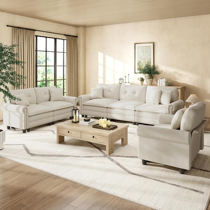 HERA'S HOUSE 3 Pieces Modular Sectional Sofa Sets, Oversized Couch Set by HERASHOUSE