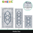 HEBE Boho Kitchen Rugs Set of 3, Non Slip Washable Kitchen Mats - Image 2