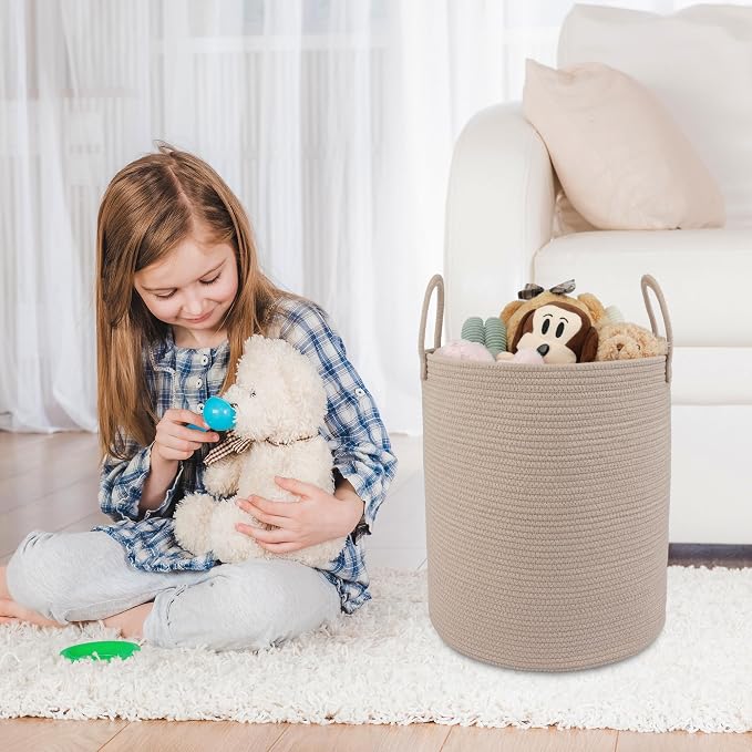 XUANGUO Cotton Rope Laundry Basket Hamper - Image 5