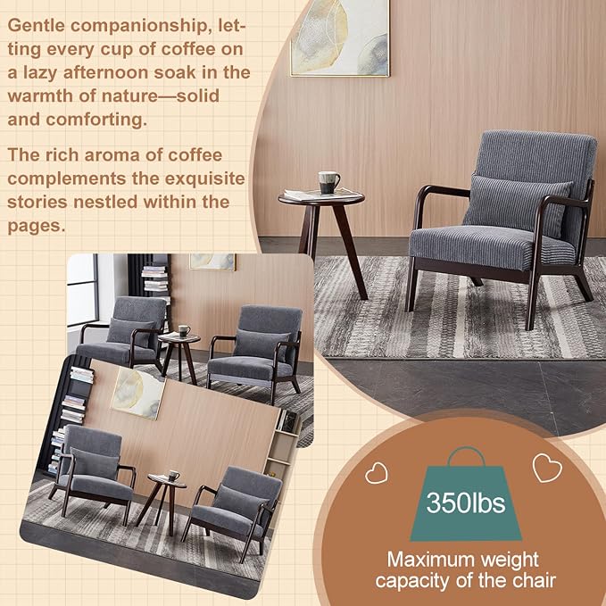 Beige Midcentury Modern Accent Chair - Image 4