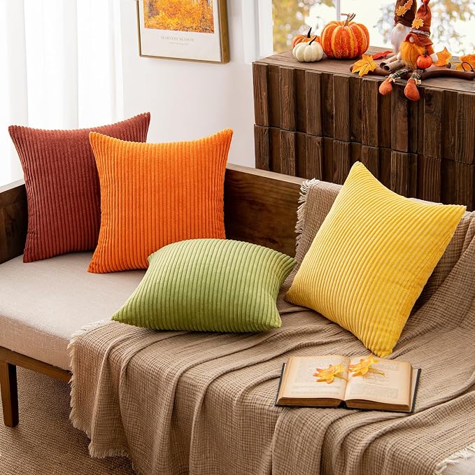 MIULEE Fall Decorative Throw Pillow Covers Yellow Orange Rust 20x20 | Set of 4 - Image 3