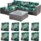CALBODE 8Pcs Stretch Patio Cushion Cover, Art Deco Geometric Pattern Couch & by CALBODE