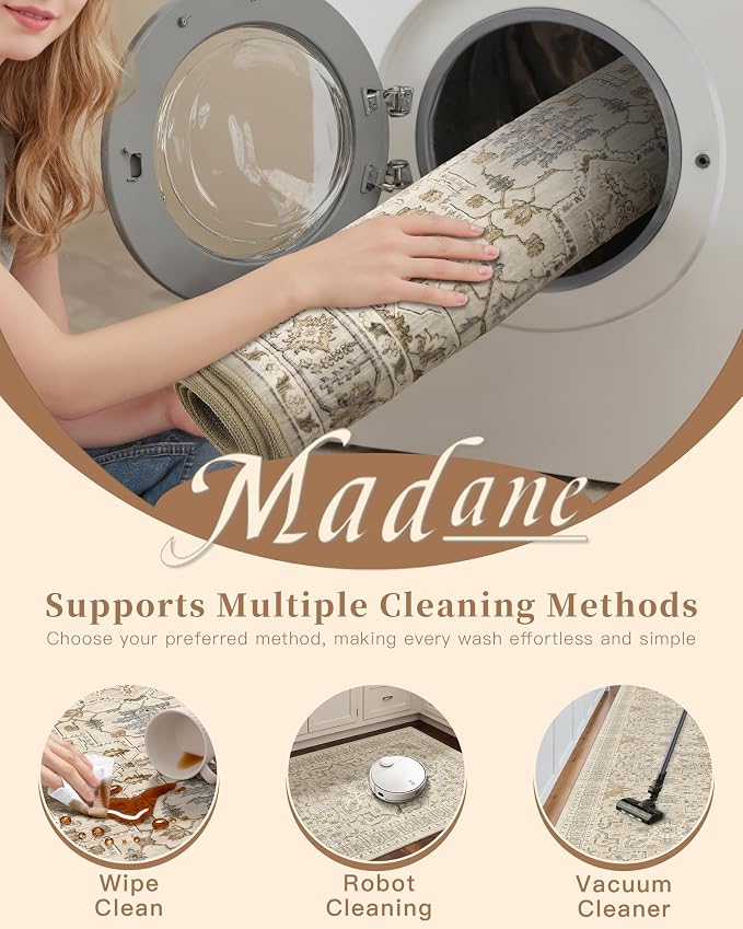 Madane Washable Area Rug 2x3 Small Entryway Rugs Non-Slip, Low Pile Floor Carpet - Image 8