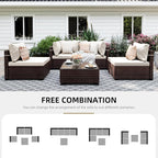 UPHA 5 Pieces Patio Furniture Sets, Wicker Outdoor Sectional Sofa Couch - Image 4