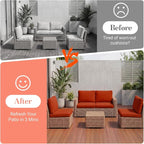 8Pcs Patio Cushion Covers Stretch Outdoor Furniture Protector Slipcovers | - Image 4