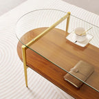 LumFurn Oval Glass Coffee Table, Mid-Century Modern Design, L41 x W21 x H17 inch - Image 8