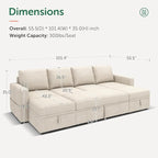 HONBAY Modular Sectional Sleeper Sofa Bed, Sectional Couch - Image 2