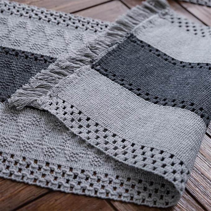 Macrame Table Runner Grey Boho Table Runners - Image 2