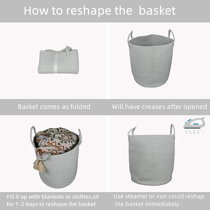 XUANGUO Cotton Rope Laundry Basket Hamper - Image 6