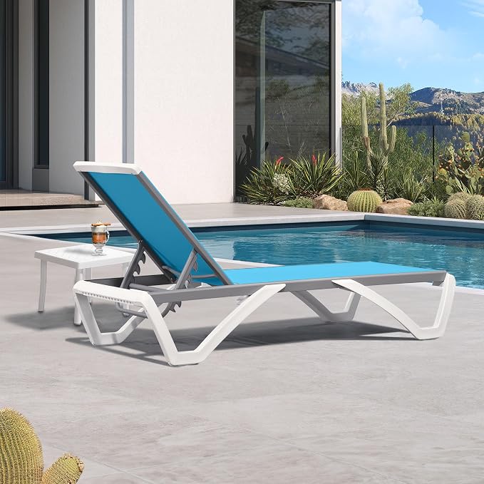 PURPLE LEAF Patio Chaise Lounge Chair Set Outside Aluminum Plastic Stackable - Image 3