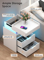 Turosur LED Night Stand with Gun Drawer, Smart Nightstand with Hidden Charging - Image 8