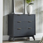 T4TREAM Fluted 3 Drawers Nightstand, Oversized Extra Large Modern Side Table - Image 3