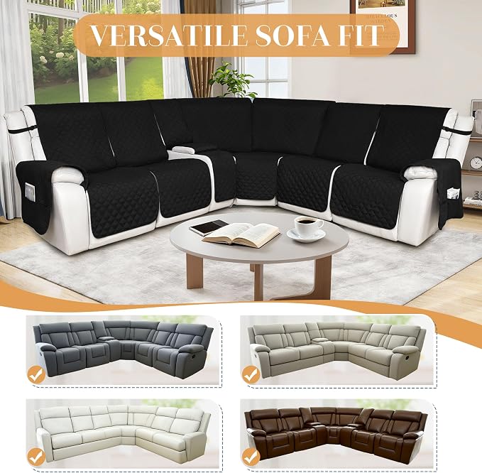 HDCAXKJ Reclining Sectional Couch Covers L Shape Recliner Sofa Middle Console - Image 5