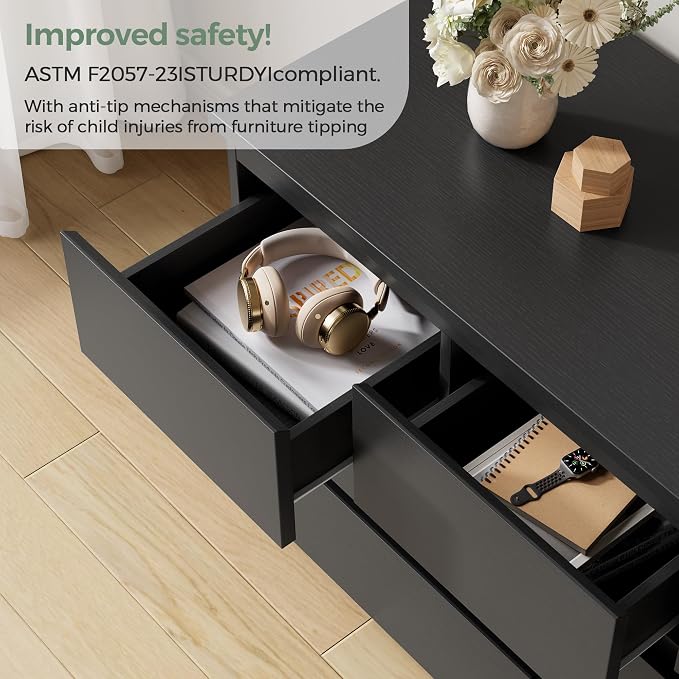 Jocoevol Modern Black 7 Drawer Dresser - Image 5