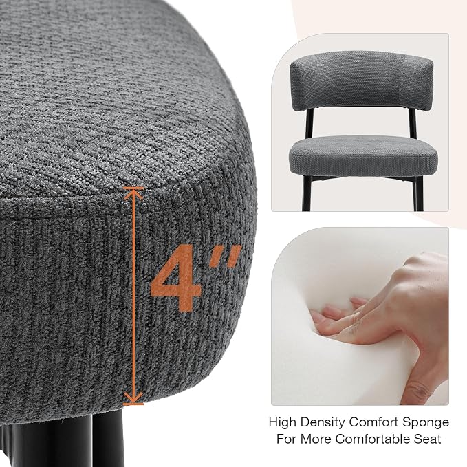 DUMOS Dining Chairs Set of 4, Mid Century Modern Chair Round Upholstered Curved - Image 6