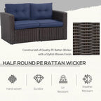 Outsunny 2 Piece Patio Wicker Corner Sofa Set, Outdoor PE Rattan Furniture - Image 4