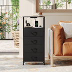 Somdot Black Nightstand with Charging Station and LED Light - Image 7