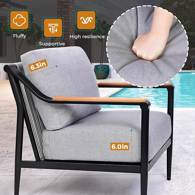 Jocoevol 4 Pieces Outdoor Sofa Conversation Set, 4 Seats Couch Set - Image 3