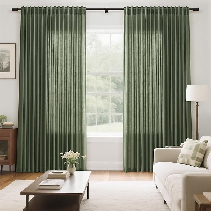Extra Wide Linen Curtains for Living Room 108 Inch Length for Room Divider - Image 7
