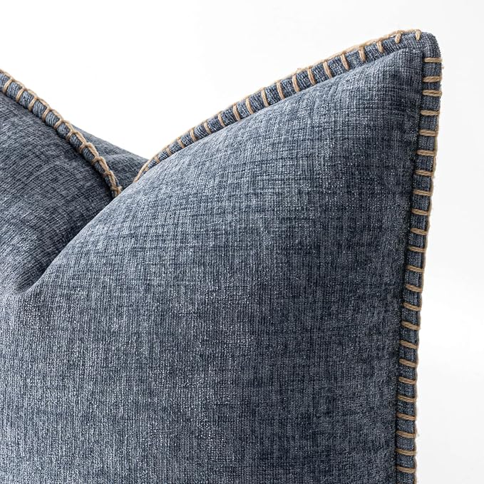 MIULEE Decorative Lumbar Throw Pillow Covers 12x20 in Dark Grey Blue 2 Pack | - Image 2