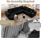 Cloud Sectional Couch with L-Shape Chaise, Upholstered Corduroy Couches - Image 4