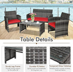Goplus 4-Piece Rattan Patio Furniture Set, Outdoor Wicker Conversation Sofa - Image 3