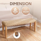 Outdoor Backless Bench, All-Weather Wicker & Solid Acacia Wood, Premium Garden - Image 11