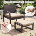 Tangkula 5 Pieces Wicker Patio Conversation Set, Outdoor PE Rattan Chair - Image 7