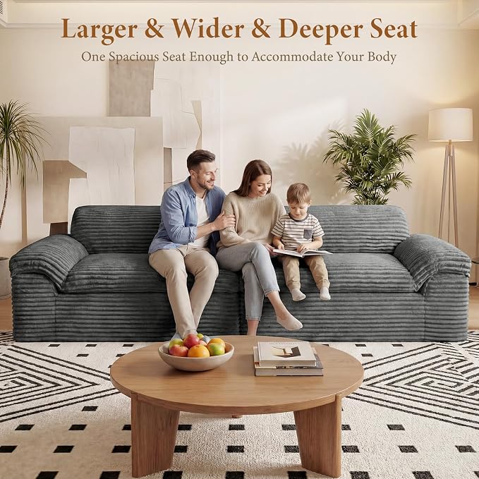 Vesgantti 118" Modular Sectional Couch, Comfy Corduroy Upholstered Cloud Couches - Image 4