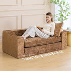 61" Convertible Sofa Bed Loveseat, Memory Foam Boneless Floor Couch - Image 2