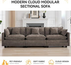 111'' Sectional Cloud Deep Seat Couch, Modern Comfy Chenille Modular Sectional - Image 6