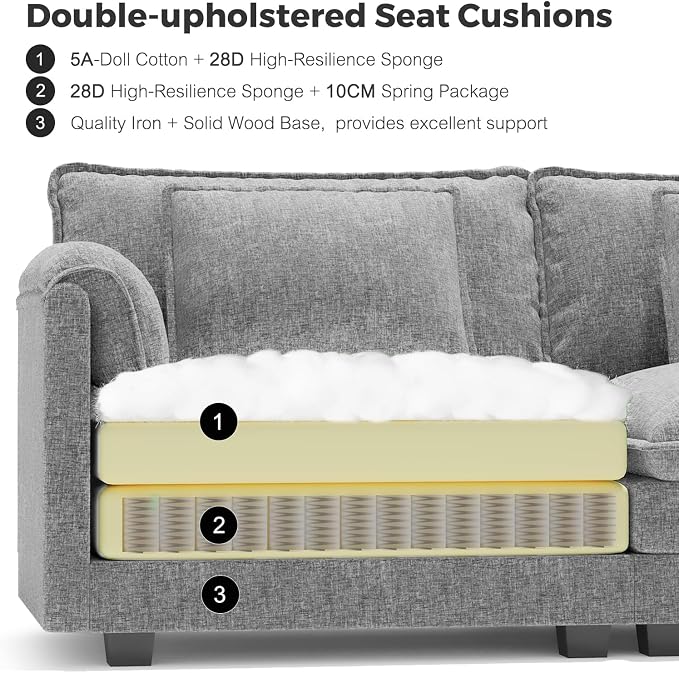 ELUCHANG 116" Modular Sectional Sofa, Comfy Cloud Couch, L Shaped Deep Seat - Image 6