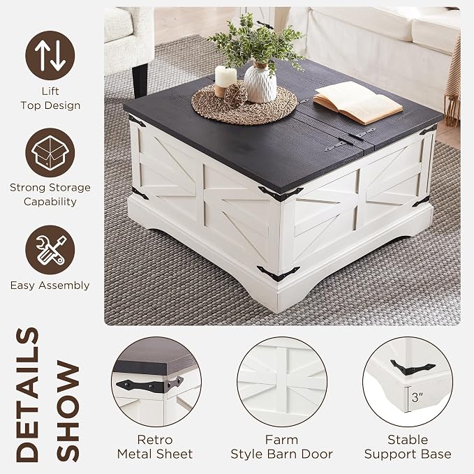 JXQTLINGMU 36" Lift Top Coffee Table - Image 5