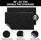 Front Door Mat, Indoor Outdoor Welcome Entryway Muddy Entrance, 36x24 Black | - Image 2