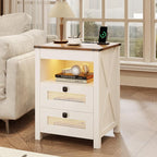 FREDEES Nightstand Set 2 with Gun Drawer, Bed Side Table with Charging Station - Image 7