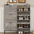 BORNOON Shoe Cabinet with 6 Flip Drawers Narrow Shoe Storage Cabinet Organizer - Image 5