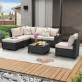 JOYURE 7 Pieces Patio Furniture Set All-Weather Outdoor Wicker Sectional by JOYURE